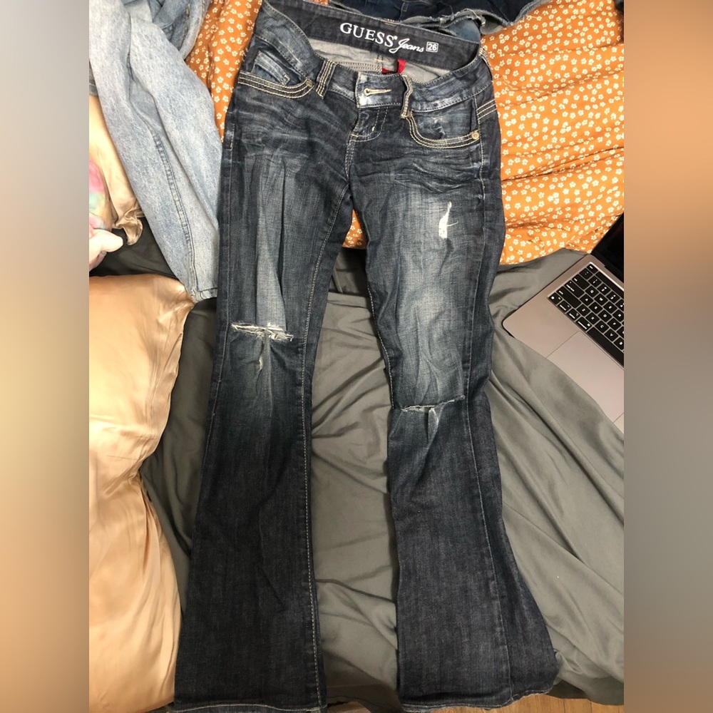 Guess low rise flare dark wash jeans y2k